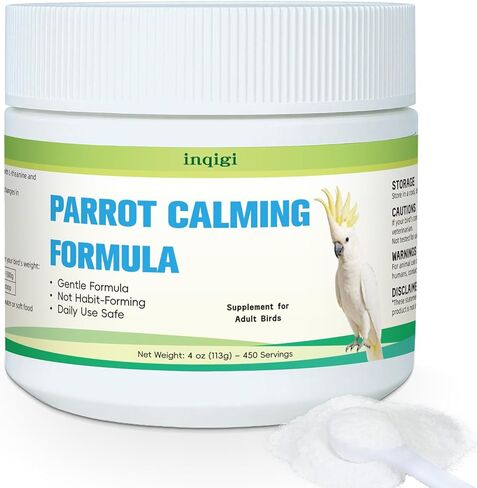Parrot Calming Supplement – Natural Bird Stress Support Powder for Fireworks, Travel & Visitors – Vet-Formulated – Easy to Use Daily Support for Parrots – 4oz (450 Servings) in Kuwait