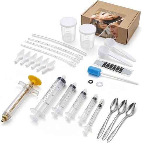 Baby Bird Feeding Syringe Kit, 25 PCS Hand Feeding Tubes Set with Temperature Strip, Cleaning Sponge Brush, Measuring Cups and Spoons for Parrot, Small Birds, Chick Hand Feeding in Kuwait
