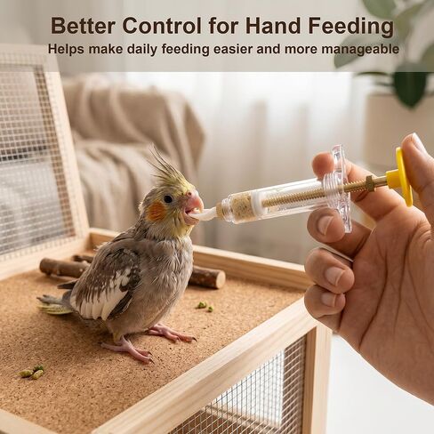 Baby Bird Feeding Syringe Kit, 25 PCS Hand Feeding Tubes Set with Temperature Strip, Cleaning Sponge Brush, Measuring Cups and Spoons for Parrot, Small Birds, Chick Hand Feeding in Kuwait