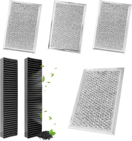 6PCS Microwave Grease Filter & Charcoal Filter Set Compatible with LG LMV2031ST, LMV2031BD, LMHM2237ST, LMH2235ST, Microwave Filter Replacement Replace 5230W1A003A 5230W1A012B in Kuwait