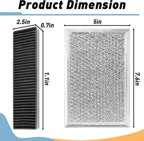 6PCS Microwave Grease Filter & Charcoal Filter Set Compatible with LG LMV2031ST, LMV2031BD, LMHM2237ST, LMH2235ST, Microwave Filter Replacement Replace 5230W1A003A 5230W1A012B in Kuwait