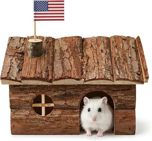 TKYNLQ Natural Pine Wood Hamster Hideout, Rodent Wooden House, Pet Mouse Gerbil Hiding and Playing Small Hut in Kuwait