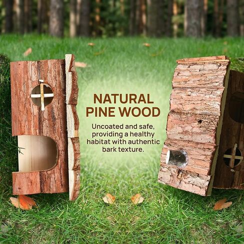 TKYNLQ Natural Pine Wood Hamster Hideout, Rodent Wooden House, Pet Mouse Gerbil Hiding and Playing Small Hut in Kuwait