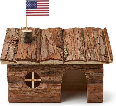 TKYNLQ Natural Pine Wood Hamster Hideout, Rodent Wooden House, Pet Mouse Gerbil Hiding and Playing Small Hut in Kuwait