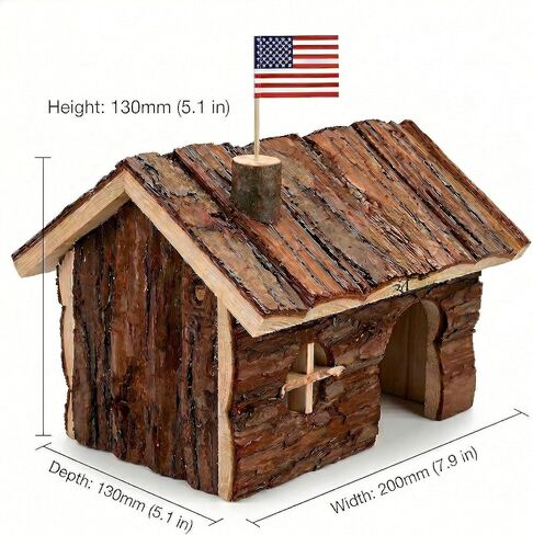 TKYNLQ Natural Pine Wood Hamster Hideout, Rodent Wooden House, Pet Mouse Gerbil Hiding and Playing Small Hut in Kuwait