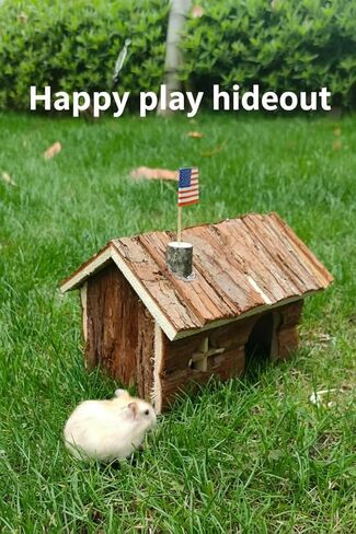 TKYNLQ Natural Pine Wood Hamster Hideout, Rodent Wooden House, Pet Mouse Gerbil Hiding and Playing Small Hut in Kuwait