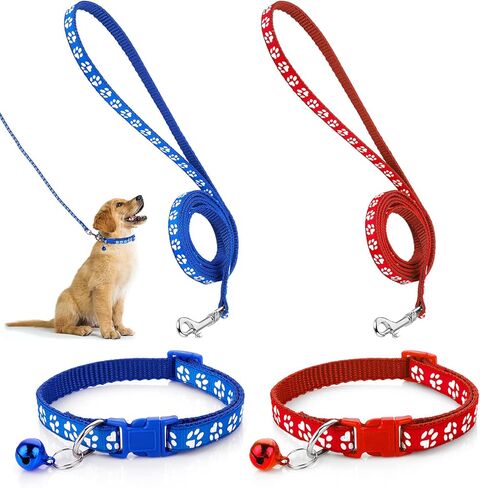 Molain Adjustable Pet Cat and Dog Collar with Leash, Durable Training Rope Quick Release Clip Buckle Collar for Small Puppies and Kittens in Kuwait