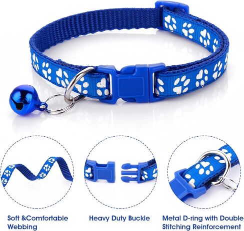 Molain Adjustable Pet Cat and Dog Collar with Leash, Durable Training Rope Quick Release Clip Buckle Collar for Small Puppies and Kittens in Kuwait