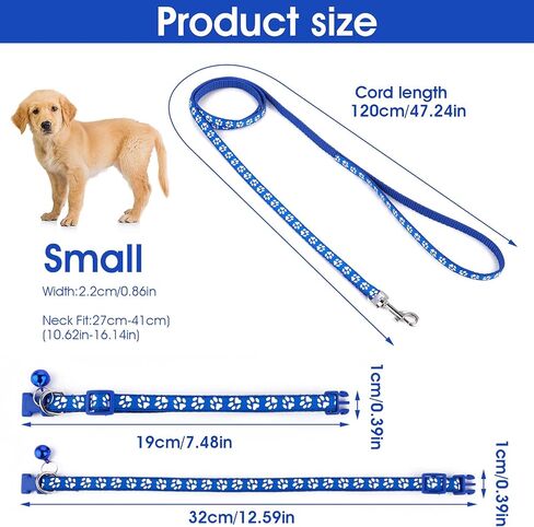 Molain Adjustable Pet Cat and Dog Collar with Leash, Durable Training Rope Quick Release Clip Buckle Collar for Small Puppies and Kittens in Kuwait