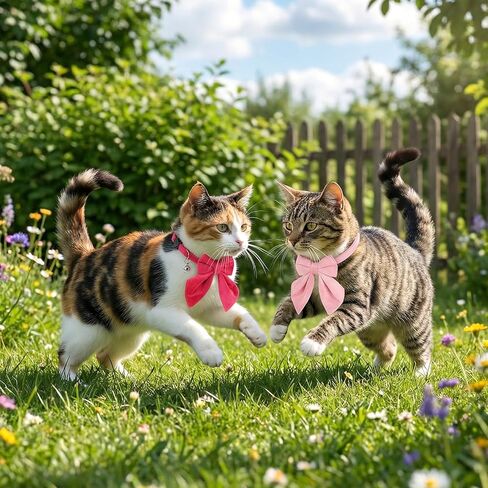 2 Pack Pink Cat Collar with Bells, Adjustable Cat Bow Tie, Detachable Kitten Collar for Girl Pets Cats Dogs, Cute Cats Bowtie Collars 8-12Inch (Light Pink & Bright Pink) in Kuwait