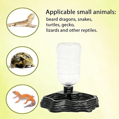 Automatic Reptile Water Dish 17Oz Reptile Water Bowl Bearded Dragon Leopard Gecko Snake Lizard Terrarium Tank Accessories (Black) in Kuwait