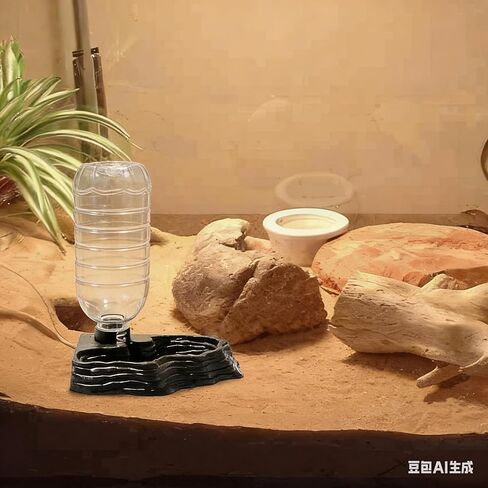 Automatic Reptile Water Dish 17Oz Reptile Water Bowl Bearded Dragon Leopard Gecko Snake Lizard Terrarium Tank Accessories (Black) in Kuwait