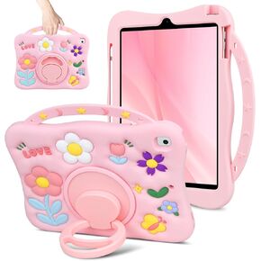 YEBOLU for Samsung Galaxy Tab S6 Lite 10.4 in Case 2022/2020 (SM-P610/P613/P615/P619) with Screen Protector Pencil Holder Handle Stand Keychain Strap Silicone Protective Tablet Cover for Kids Girls in Saudi Arabia