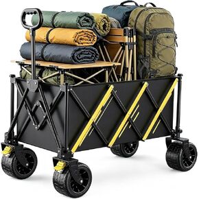 Foldable Wagon Cart with Wheels, Collapsible Utility Pull Wagon for Groceries, Picnic, Pets, Small Hauls, Apartment Moving and Storage in Kuwait