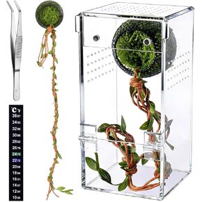 AIERSA 4Pcs Jumping Spider Enclosure Kit, Acrylic Tarantula Enclosure with Magnetic Spider Hideout, Feeding Tongs & Temperature Stick, No Assembly Required in Saudi Arabia