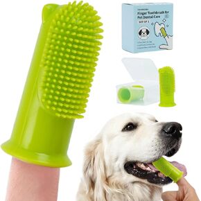 2-Pack Dog Toothbrush for Different Finger Sizes, 180° Bristle Coverage, Soft Dog Tooth Brushing Kit for Medium & Large Dogs, Dental Care Pet Teeth Plaque and Tartar Cleaning, Food-Grade Silicone in Saudi Arabia