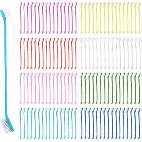 200Pcs Dog Toothbrushes, Dual Headed Dog Tooth Brush Bulk, Long Handle Plastic Pet Toothbrush for Large Small Dogs Cats Puppy Teeth Cleaning Dental Care Supplies 8 Colors in Kuwait