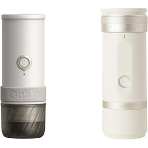 OutIn Mino with Fino, Portable Electric Espresso Machine with Portable Electric Coffee Grinder (White & White) in Kuwait