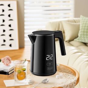Smart Temperature Control Electric Kettle | 304 Stainless Steel Double-Wall Cool-Touch | 7 Preset Temperatures | 4-Hour Keep Warm | Auto Shut-Off & Boil-Dry Protection - Black in Kuwait