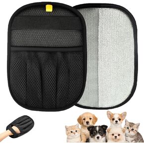 2 Pack Upgraded Pet Hair Removal Gloves for Cats & Dogs, Five-Finger Electrostatic Reusable Magic Brush for Effortless Pet Hair Remover Tool on Carpet, Clothing, Laundry, Couch, Car Seat (Black) in Saudi Arabia