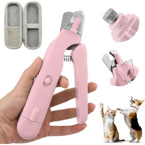 2-in-1 Dog Nail Grinder & Dog Nail Clippers Trimmers, Dogs Trimmer with LED Light + Splash Guard + Storage Case, Pet Claw Clippers for Dogs Cats, USB Rechargeable (Pink) in Saudi Arabia