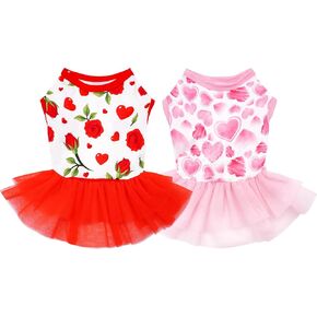 2PCS/Pack Floral Dog Dresses Sleeveless Spring Summer for Medium Dogs Girl Female Pink Green Skirts Flower Sundress for Holiday Party Wedding Soft Light Breathable Stretchy M in Kuwait