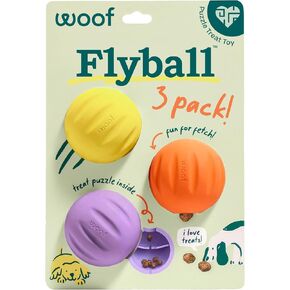 WOOF Flyball - لعبة توزيع كرات الجلب وعلاج الكلاب 2 في 1 - لغز تفاعلي للإثراء - يناسب قاذفات الكرات القياسية - مطاط متين صديق للأسنان - الهدية المثالية للكلاب - 3 عبوات in Kuwait