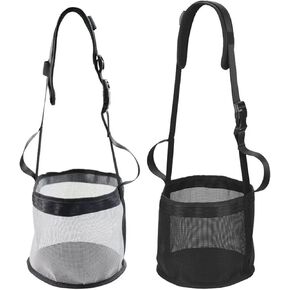 Horse Feed Bag, 2 PCs Muzzle Feed Bag with Adjustable Strap,Comfort Neck Pad, Mesh Grain Feeder for Feeding Grain, Powder, Supplements (Black+Grey) in Saudi Arabia