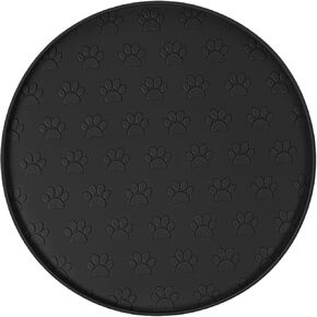 Silicone Dog Food Mat Small, 10.6'' Black Pet Food Mat, Round Dog Cat Foods Mats Small, Silicone Mats for Dogs Bowls, Waterproof Non-Slip Dogs Cat Water Bowl Placemat with Raised Edge in Kuwait