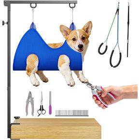 مجموعة ذراع العناية بالكلاب المحمولة القابلة للطي من ALLPETS&CO: قابلة للتعديل من 27 بوصة إلى 40 بوصة مع مشبك وأرجوحة للخدمة الشاقة، 4 قطع من أدوات الحلاقة، تقييد عدم الجلوس للكلاب المتوسطة الصغيرة، مجموعة كاملة للعناية بالصالونات المنزلية in Kuwait