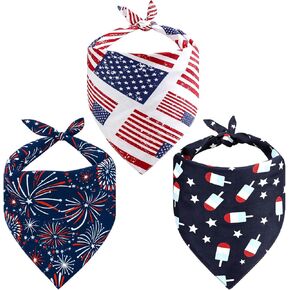 Dog Bandanas 3 Pack, 4th of July Patriotic Dog Bandana, Parade Fireworks Party Designs, American Flag & Red, White and Blue Designs, Fit Small to Large Dogs, 2026 Patriotic Style in Kuwait