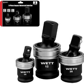 مجموعة وصلات WETT المكونة من 3 قطع، مجموعة مهايئ دوارة بمقبس محرك 1/2 بوصة، 3/8 بوصة و1/4 بوصة، مآخذ تمايل بدرجة التأثير، مقابس U-Joint، فولاذ CR-MO in Kuwait