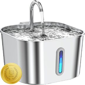 Lawfery Cat Water Fountain Stainless Steel, 74oz/2.2L Automatic Cat Drinking Fountain, Pet Water Dispenser with Quiet Pump, Suitable for Cats, Dogs and Multi-pet households in Kuwait