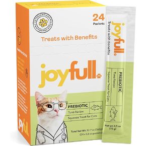حلوى القطط القابلة لللعق من Joyfull مع البريبايوتك - علاجات ضغط التونة البرية - تدعم صحة الجهاز الهضمي - 24 أنبوبًا (0.5 أونصة لكل منها) in Kuwait