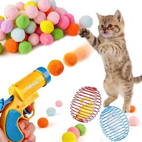 Cat Spring Toys, 33 Pack Silent Cat Pom Pom Balls, Springy & Durable Spiral Coil Cat Toy Cat Spring Toy for Indoor Kitten Playing Exercising in Kuwait