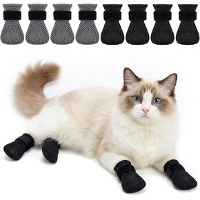 8Pcs Cat Mittens to Prevent Scratching, Adjustable Cat Booties Kitten Mittens, Mesh Breathable Cats Claw Protectors Covers, Anti Scratch Cats Shoes Socks Booties for Pet Bathing Cutting Nails in Kuwait