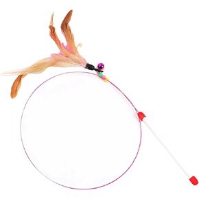 Cat Feather Wand Toy - Steel Wire Feather Interactive Cat Stick Training - Beads Bells Kitten Wand Toys Pet, Funny Kitten Fishing Pole Toy for Bored Indoor Chase & Exercise(1Pcs) in Kuwait