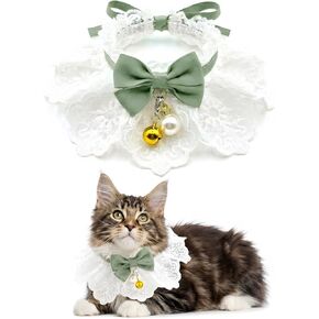 Cat Collar with Removable Bell, Adjustable Kitten Collar with Lightweight Lace, Elastic Protection, Cozy & Cute, for Girl Cats, Small Dogs, Ideal for Birthdays, Holidays, Photos, Play in Saudi Arabia
