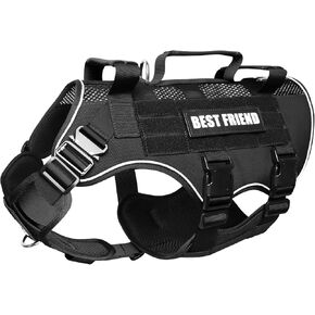 No Pull Tactical Dog Harness for Large Dogs with Metal Buckles,Breathable Air Mesh Service Dog Vest,Military Molle Harness with 3 Durable Handles for Training Hiking Hunting Working Brown L in Saudi Arabia
