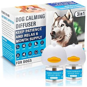 Dog Calming Pheromones Diffuser 3 in 1 Kit Appeasing Pheromone Diffuser to Calm (2 Plug in+2 Pack 48ml Refill) for Anxiety Relief Reduce Aggression Fighting Barking Stress 60 Day Supply(Tasteless) in Kuwait