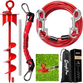 Snagle Paw Dog Tie Out Stake with Lock-Cap,Heavy Duty Dog Stakes for Outside/Yard/Camping with Shock Absorbing Bungee Tether,360°Swivel Rust Proof Ground Anchor for Dog Cable,Leash,Chain,up to 360 Lbs in Saudi Arabia