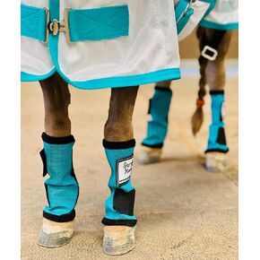 Star Point Horsemanship Miniature Horse Stay-Up Technology شبكة يطير طماق الأشعة فوق البنفسجية حماية الساق الأحذية تنفس دائم المهر الحمير الساق يلتف للحد من الضرر حافر التعب الساق (أزرق فاتح مجموعة من 4) in Kuwait
