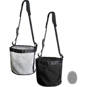Horse Feed Bag, 2 Pack Heavy Duty Nylon Muzzle Grain Feed Bag with Adjustable Elastic Strap, Mesh Feed Bags with Durable Waterproof Bottom Muzzle Comfort Neck Pad for Horse in Kuwait