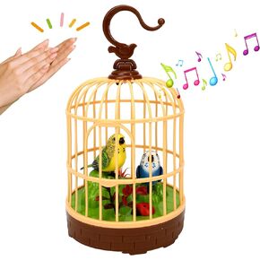 Singing Bird in a Cage Toy, Voice-Activated Induction Birdcage with Talking Chirping Parrot, Realistic Moving Animation, Lifelike Sound, Motion Sensor Music Box, Desk Room Decor (No battery included) in Kuwait