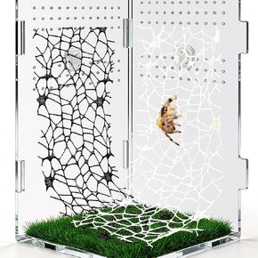 6 PCS Jumping Spider Habitat Accessories - Climbing Web with 9 Mini Hooks for Spiders, Tarantulas and Praying Mantises Enclosures (Black and White) in Saudi Arabia