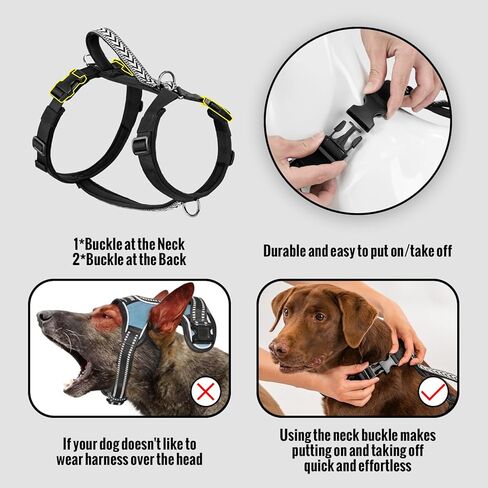 Arblina No Pull Dog Harness with Soft Padded, 3X Buckle Harness with Thick Handle for Medium Large Small Dogs, Ajustable Dog Harness with Front Clip for Walking,Training in Saudi Arabia