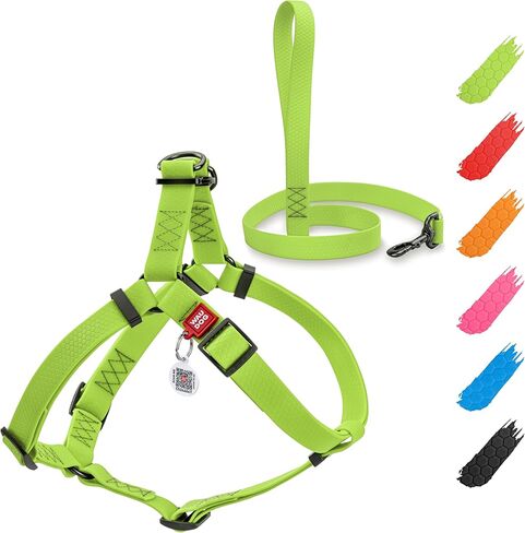 WAUDOG Waterproof Dog Harness - Adjustable for Large, Medium & Small Dogs - Heavy Duty with Durable Metal Clasp & QR Dog Tag - Pink (20-32in) in Kuwait