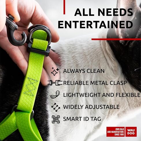 WAUDOG Waterproof Dog Harness - Adjustable for Large, Medium & Small Dogs - Heavy Duty with Durable Metal Clasp & QR Dog Tag - Pink (20-32in) in Kuwait