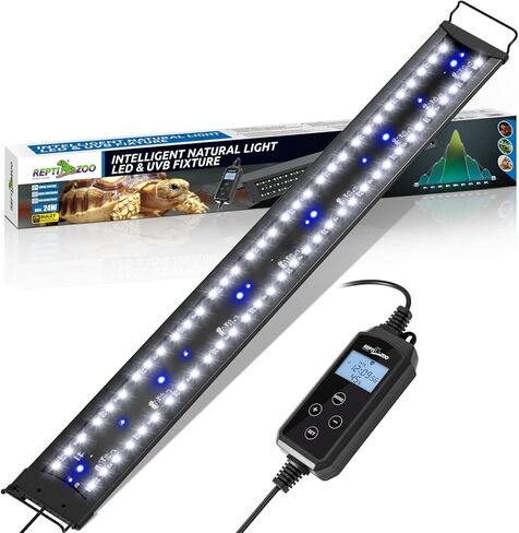 مصباح الزواحف REPTIZOO UVB مع تعتيم، مصباح LED UVA UVB مقاس 36 بوصة لسلحفاة التنين الملتحية، مصباح ألومنيوم 24 وات UVB مع وحدة تحكم، 5 وضع تلقائي للأشعة فوق البنفسجية، تعتيم 0-100% و9 مؤقت، ذاكرة انقطاع التيار الكهربائي in Kuwait
