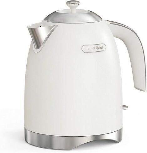 Hazel Quinn Electric Kettle - 1.7 Liters (57oz) Stainless Steel Water Kettle, BPA-Free Interior, 1200W Fast Boiling, Cordless, Rotational Base - Pearl White in Kuwait
